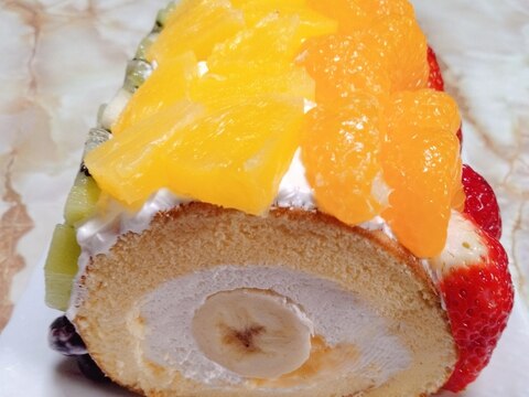 フルーツたっぷり☆虹色ロールケーキ